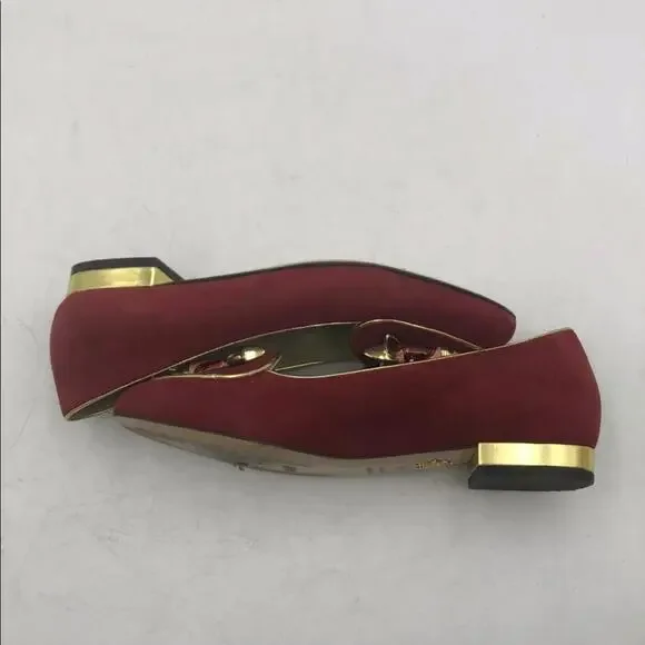 Charlotte Olympia bull flats burgundy red 34 / US 4 authentic